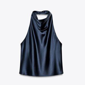 SATIN EFFECT HALTER TOP